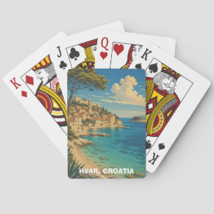 Vintage Hvar Croatia Adria Coast Scenery Poker Cards
