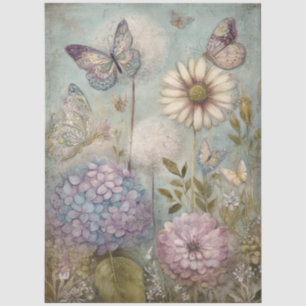 Vintage Hydrangea and Daisy Fairy Garden Decoupage Tissue Paper