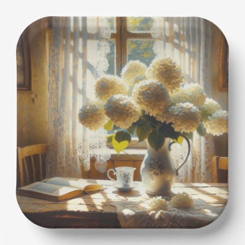Vintage Hydrangea Bouquet Paper Plates