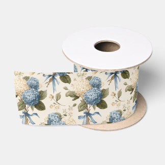 Vintage Hydrangea Bouquet Pattern Satin Ribbon