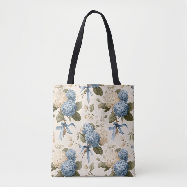Vintage Hydrangea Bouquet Pattern Tote Bag (Front)
