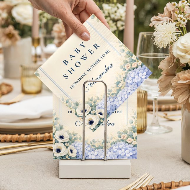 Vintage Hydrangea Floral Frame Baby Shower Napkins (Creator Uploaded)