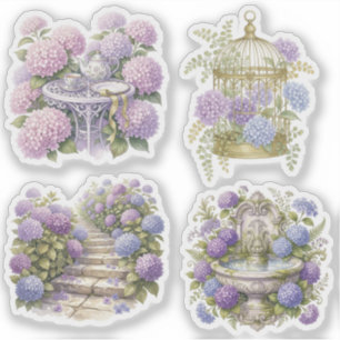 Vintage Hydrangea Garden Watercolor Floral Sticker