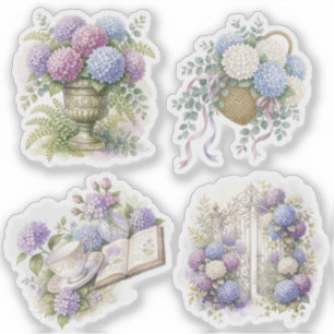 Vintage Hydrangea Garden Watercolor Floral Sticker
