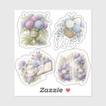 Vintage Hydrangea Garden Watercolor Floral Sticker