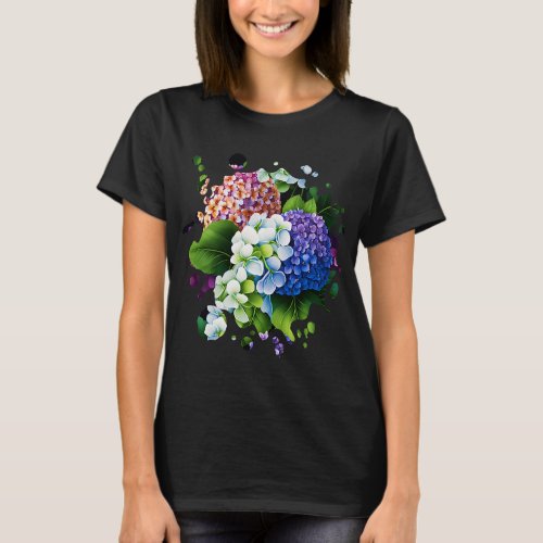 Vintage Hydrangea Inspired Flower Plant Lover gard T_Shirt