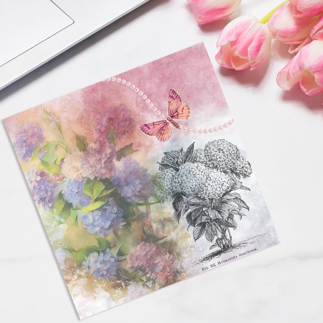 Vintage Hydrangea Luxury Elegance Note Card (Creator Uploaded)