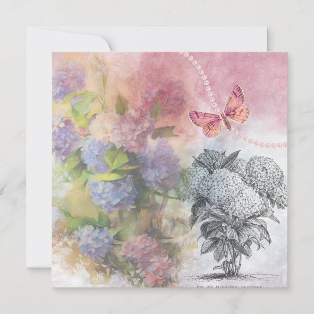 Vintage Hydrangea Luxury Elegance Note Card (Front)