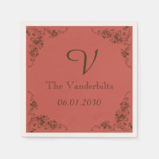 Vintage Hydrangea Monogram Wedding Napkin