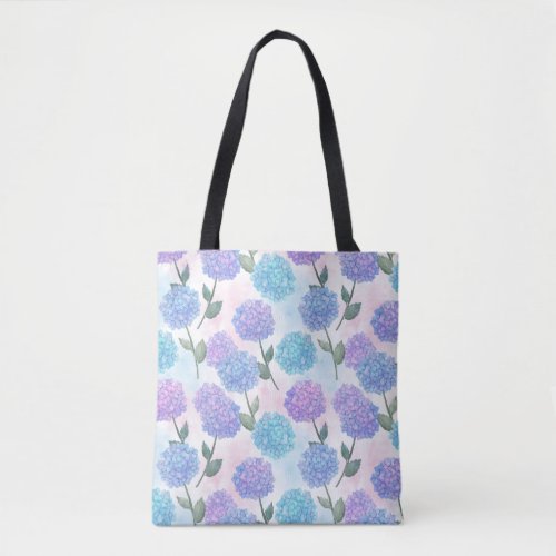 Vintage hydrangea pattern tote bag