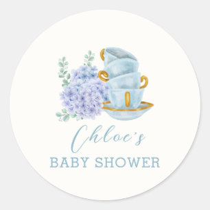 Vintage Hydrangea Tea Brewing Baby Shower Classic Round Sticker