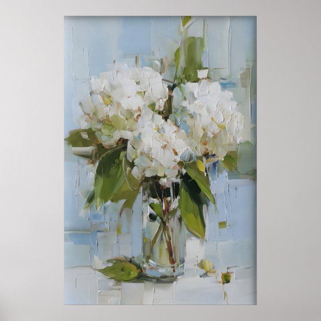 Vintage Hydrangea Vase Wall Art Print, Antique (Front)