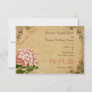 Vintage Hydrangea Wedding Save the Date
