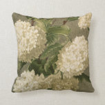 Vintage Hydrangea, White Green and Grey Floral Throw Pillow<br><div class="desc">This pretty floral decorative throw pillow has a vintage close up image of white hydrangea blossoms with leaves in pretty shaded green. The background is a lovely medium grey. This pillow would look great in a country or victorian style home. It would also work in any home for a feminine...</div>