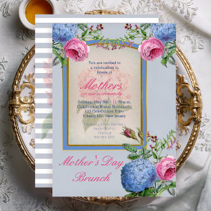 Vintage Hydrangeas Pink Blue Mother's Day Brunch Invitation
