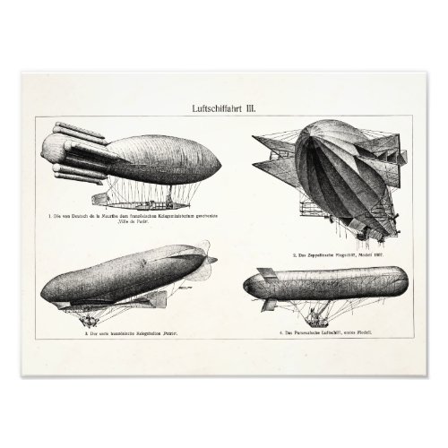 Vintage Hydrogen Blimps Zeppelins Balloons Retro Photo Print