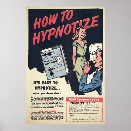 Vintage Hypnotize Advertisement Art Poster