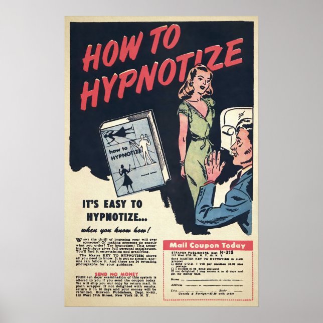 Vintage Hypnotize Advertisement Art Poster (Front)
