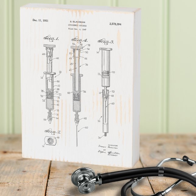 Vintage Hypodermic Syringe Patent Wood Box Sign (Creator Uploaded)
