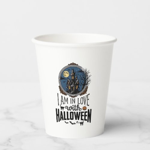 Vintage I Am In Love With Halloween Shirt Design_1 Paper Cups