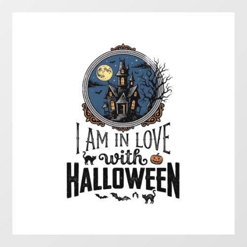 Vintage I Am In Love With Halloween Shirt Design_1 Window Cling