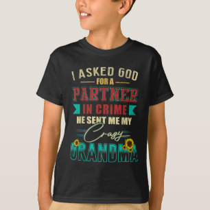 Vintage I Asked God For A Partner In Crime Grandma T-Shirt