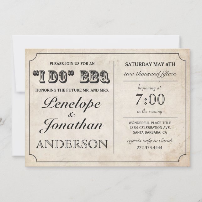 Vintage I DO BBQ Invitations (Front)