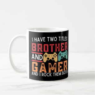 Vintage I Have Two Titles Brother And Gamer Coffee Mug