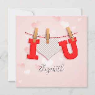 Vintage I Heart You drawing and text calligraphy  Holiday Card