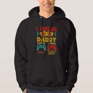 Vintage I Leveled Up To Daddy 2023 Gamer Expecting Hoodie