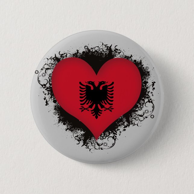 Vintage I Love Albania Pinback Button (Front)