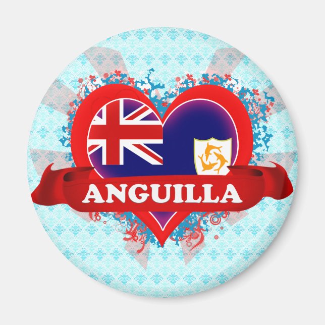 Vintage I Love Anguilla Magnet (Front)