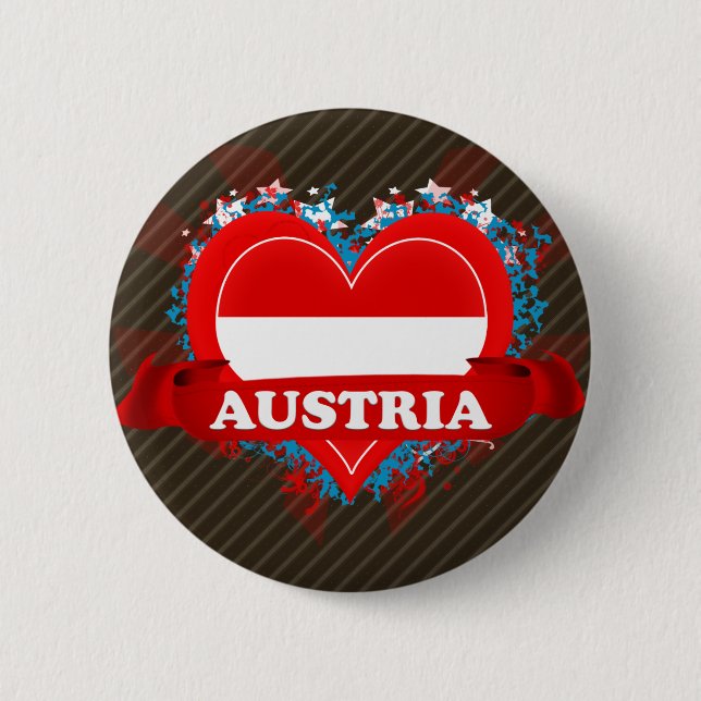 Vintage I Love Austria Pinback Button (Front)