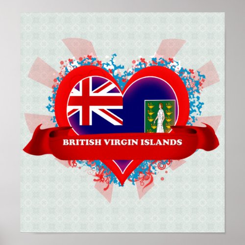 Vintage I Love British Virgin Islands Poster