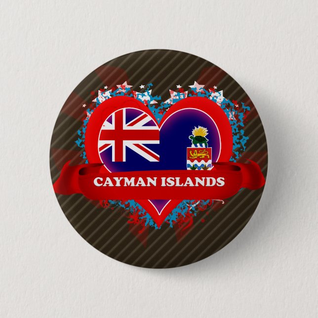 Vintage I Love Cayman Islands Pinback Button (Front)