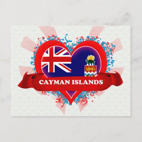 Vintage I Love Cayman Islands Postcard