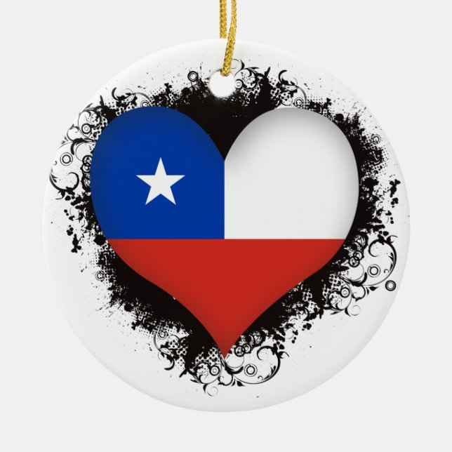 Vintage I Love Chile Ceramic Ornament (Front)