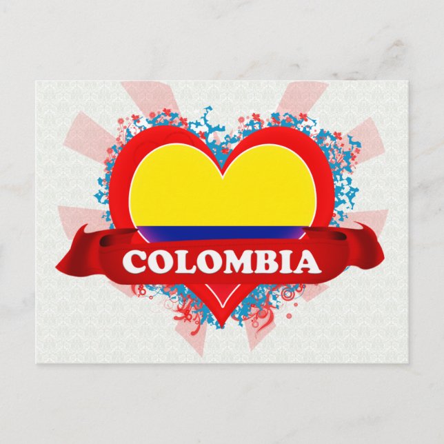 Vintage I Love Colombia Postcard (Front)
