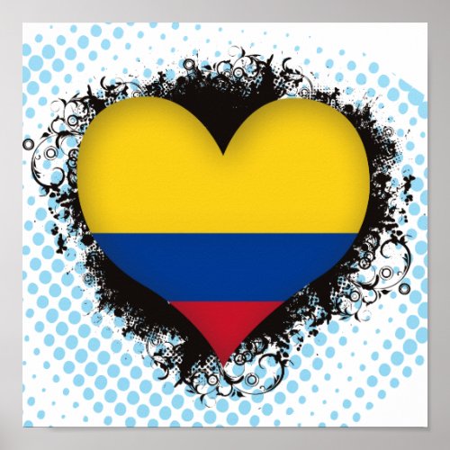 Vintage I Love Colombia Poster