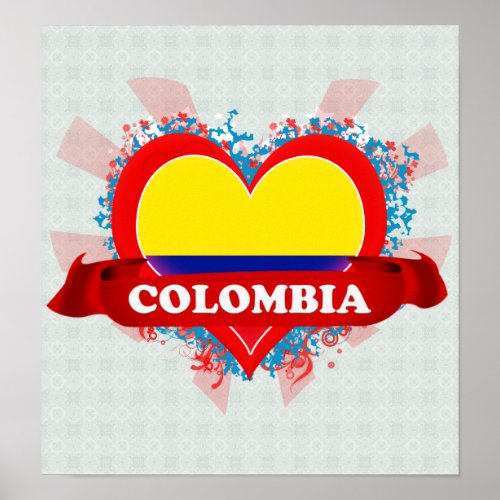 Vintage I Love Colombia Poster