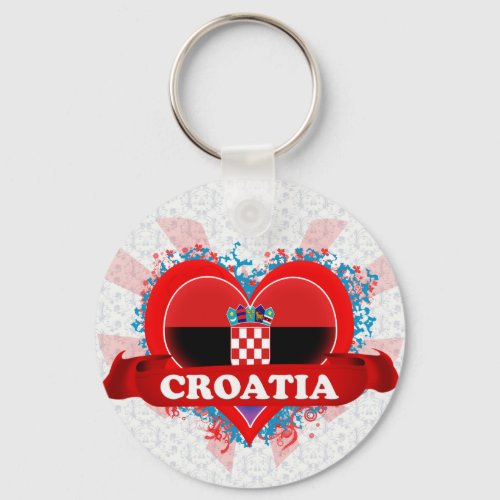 Vintage I Love Croatia Keychain