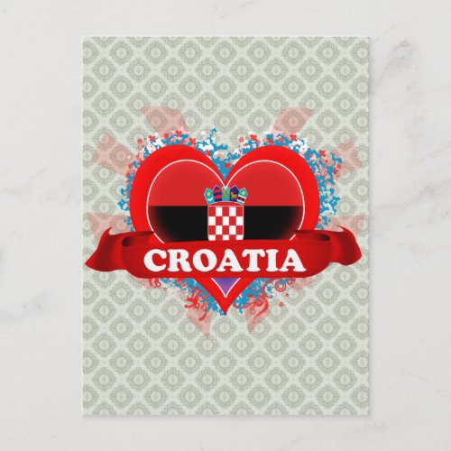 Vintage I Love Croatia Postcard