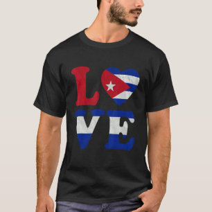 Vintage I Love Cuba Flag Heart Cuban Roots Pride T-Shirt