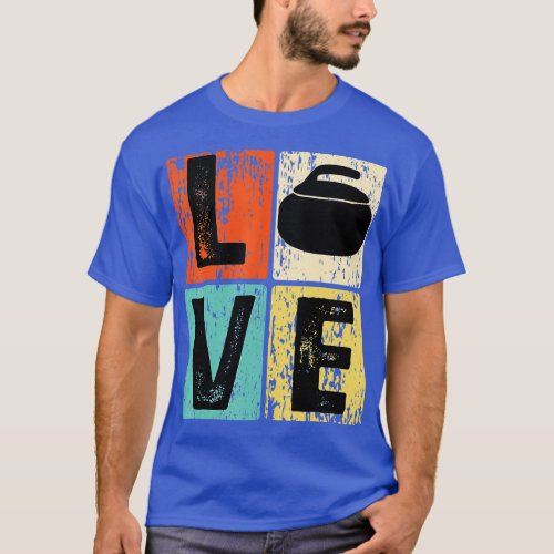 Vintage I Love Curling Stone Funny Curling Player  T_Shirt