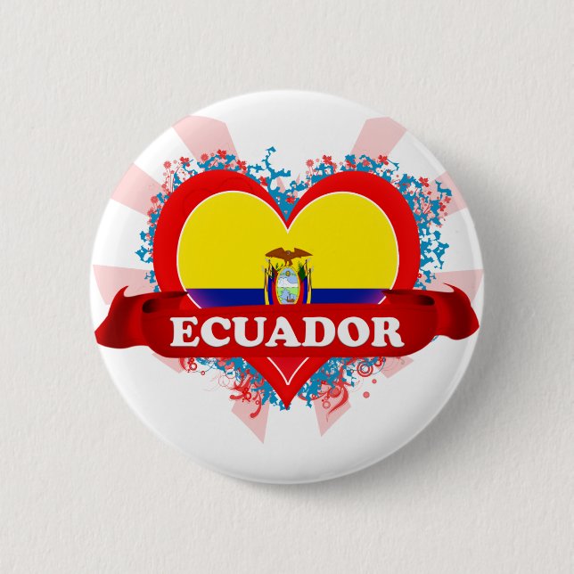 Vintage I Love Ecuador Button (Front)