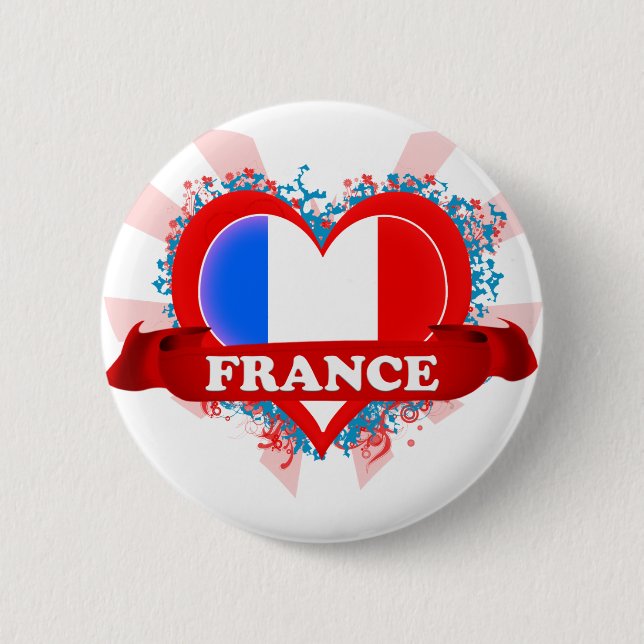 Vintage I Love France Button (Front)