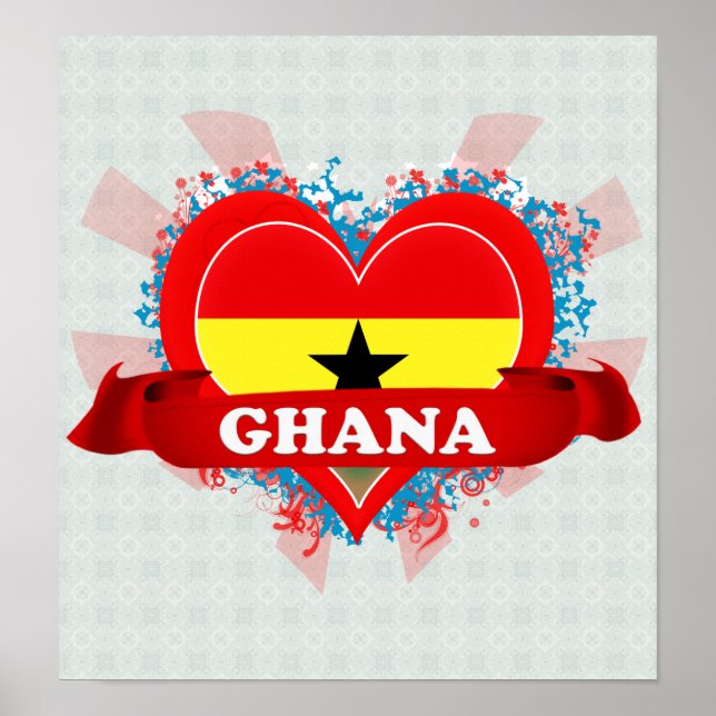 Vintage I Love Ghana Poster (Front)