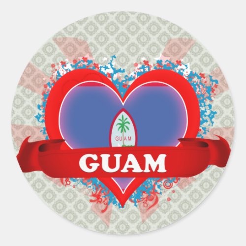 Vintage I Love Guam Classic Round Sticker