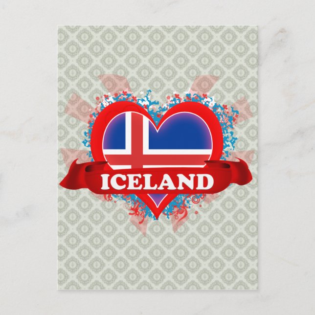 Vintage I Love Iceland Postcard (Front)