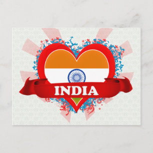 Vintage I Love India Postcard